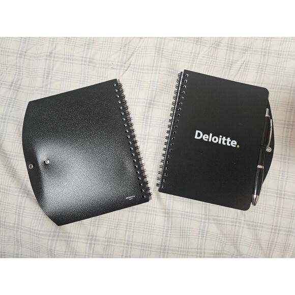 NEW Spector & Co Deloitte Black 5" x 7" Spiral Lined Notebook with Pen, Lot of 2 - Picture 2 of 9